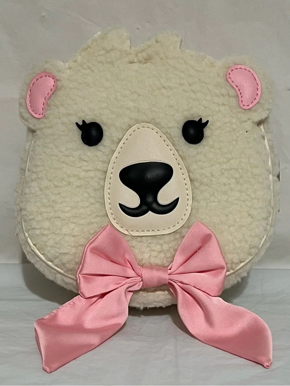 Bath & Body Works Polar Bear Mini Backpack Cream/White Pink Bow